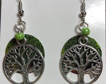 Tree of Life recycled can earrings
