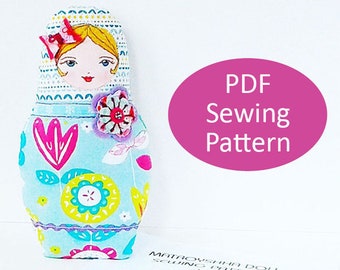 PDF Sewing Pattern, Soft Matryoshka Doll Template, Russian Doll Plush Sewing Pattern, Rag Doll Template, DIY Babushka