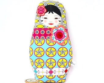 Colourful Handmade Fabric Asian Matryoshka Doll, Cloth Doll Plush, Gift for Woman or Girl