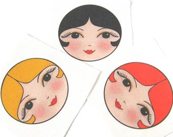 Doll Making Supplies, Craft doll faces, Printed Doll Faces, Sewing Notions, Doll Parts