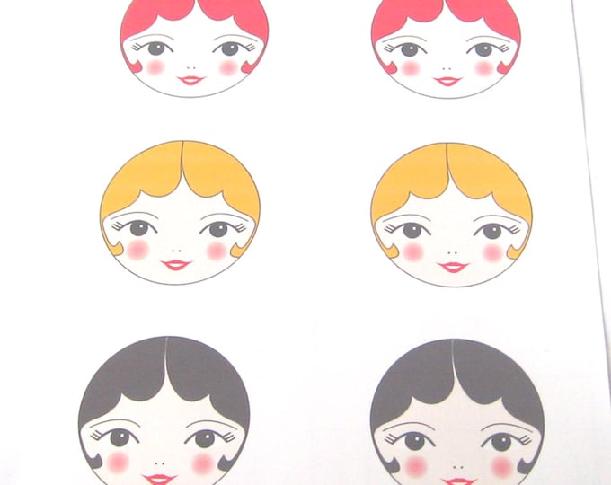PDF Printable Art, Doll Face Transfers, Iron on Doll Faces, Printable