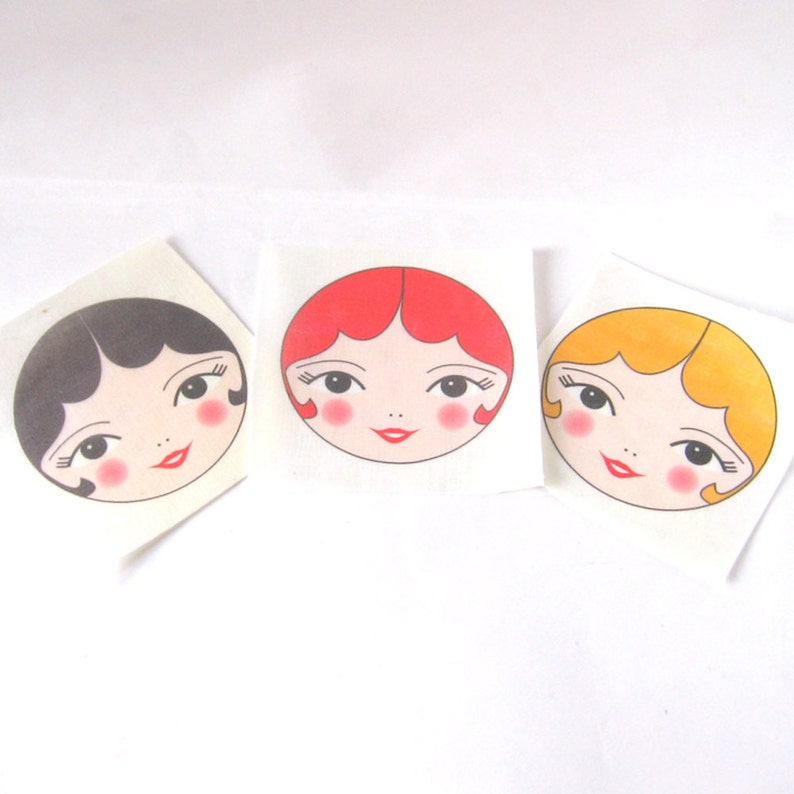 PDF Printable Art Iron on Doll Faces Doll Face Supply Printable Rag