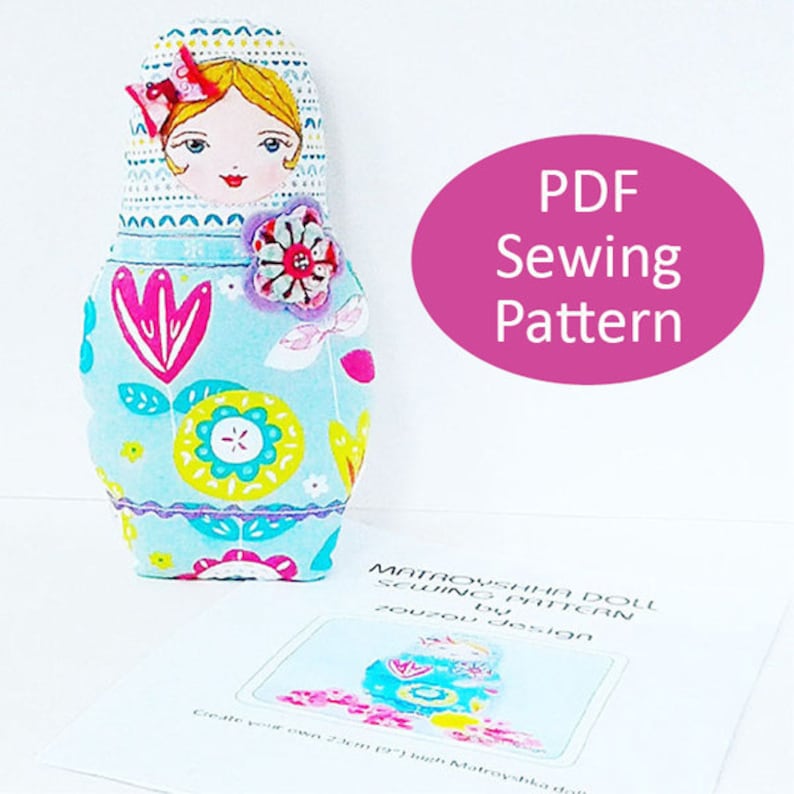 PDF Sewing Pattern, Soft Matryoshka Doll Template, Russian Doll Plush Sewing Pattern, Rag Doll Template, DIY Babushka image 1