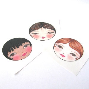 Fabric Doll faces, Doll Face Supply, Sew in fabric doll faces, Matryoshka doll faces, Cloth doll faces