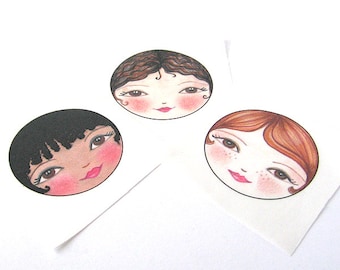 Fabric Doll faces, Doll Face Supply, Sew in fabric doll faces, Matryoshka doll faces, Cloth doll faces