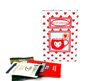 Handmade Fabric Travel Tea and Coffee Bags Wallet, Cute Tea Pouch, Tea Bag Organizer, Christmas Gift for Tea Lover