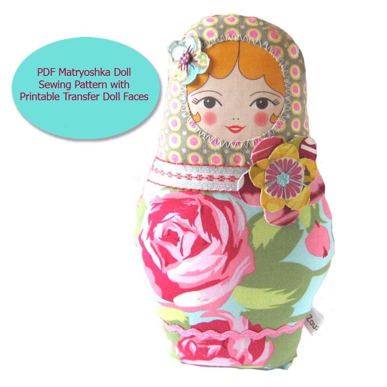 Babushka doll pdf sewing pattern with printable transfer doll  etsy