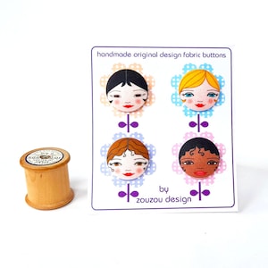 Face Buttons, Covered Buttons, Gift for Crafter, Unusual Buttons, Doll Face Buttons, Button Supplies, Tiny Doll Faces