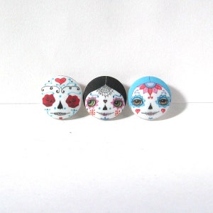 Day of the Dead Buttons, Sugar Skull Buttons, Sewing Buttons, Face Buttons, Covered Buttons, Halloween Buttons