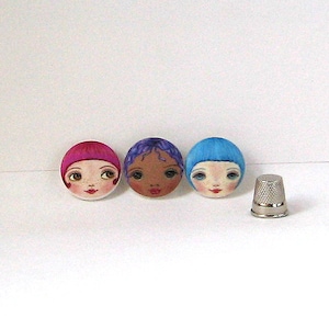 Face Buttons, Covered Buttons, Unusual Buttons, Cute Sewing Notions, Doll Parts