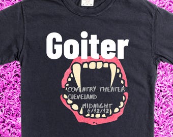 Spoof band merch. Pigment dyed 'Goiter' concert t-shirt with soft, vintage fade.