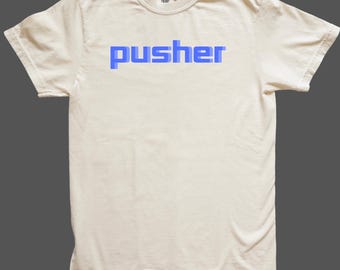 Faux band merch gem. Concert tee courtesy of Pusher. Garment dyed premium t-shirt with a soft, vintage fade.