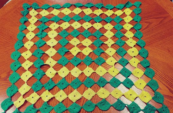 Large Crocheted Table top Doily 28" X 27" Handmade