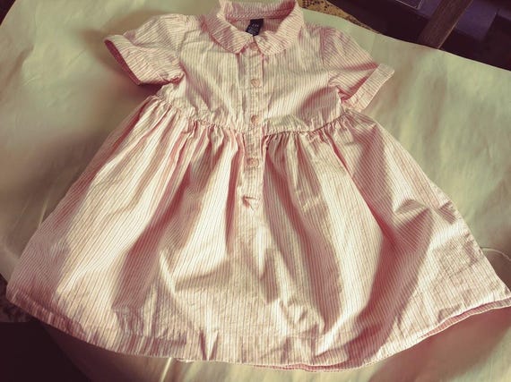 Baby Gap Pink Striped Button Front Dress Size 12-18 month