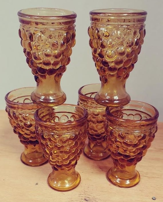 Amber Bubble glass Shot/Cordial glasses set of 6