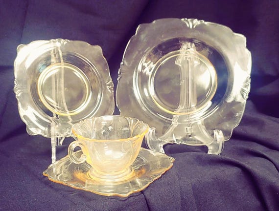 Heisey Empress Sahara Yellow 4 pc set