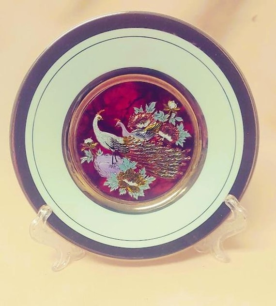 Japanese Chokin Art Decorative Collector's Plate 6" 24k gold trim