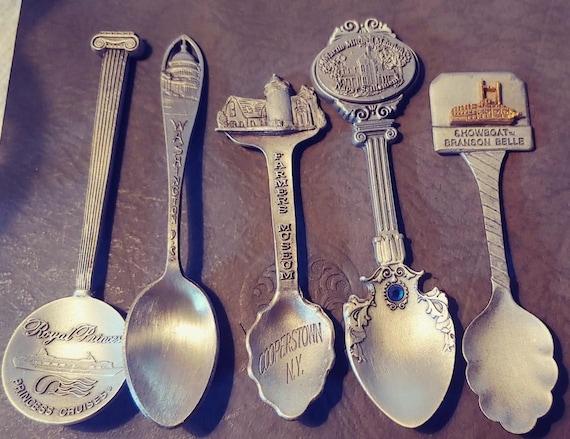 Souvenir Spoons Lot of 5 Pewter