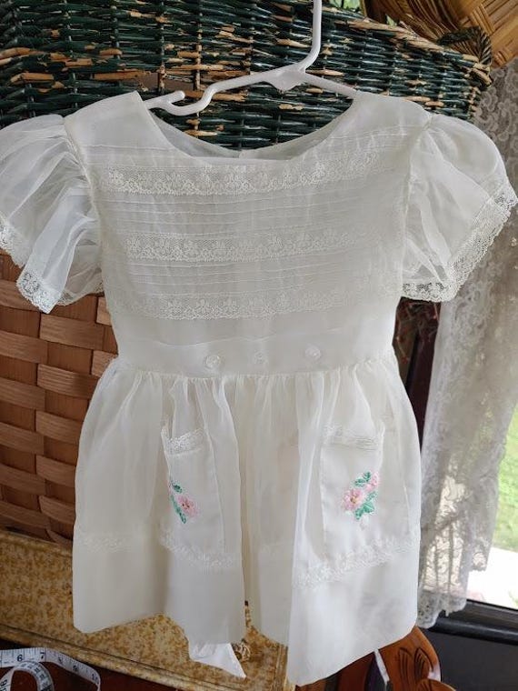 Vintage Baby Organza Pinafore unbranded 50's-60's