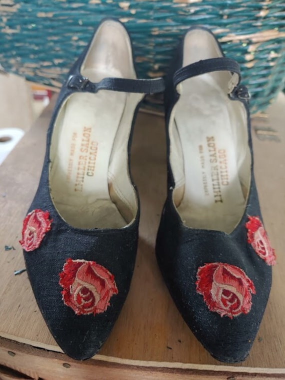 Expressly for I. Miller Salon Chicago Black Cloth covered High Heel with floral