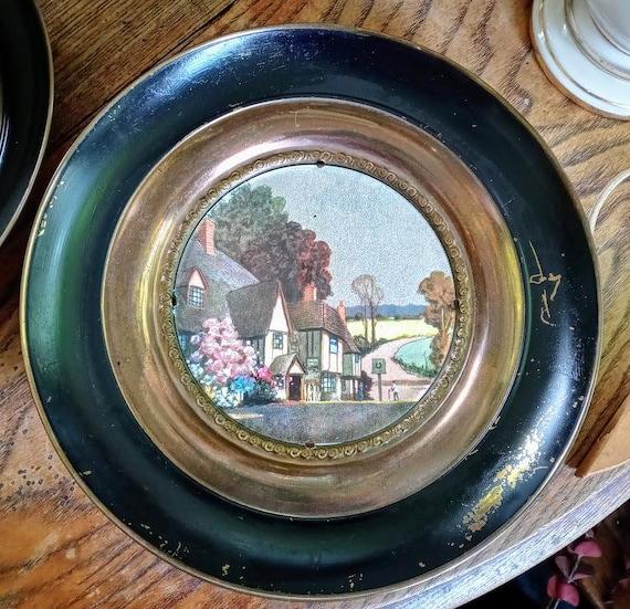Solid Brass Plate with foil Art. Made in England