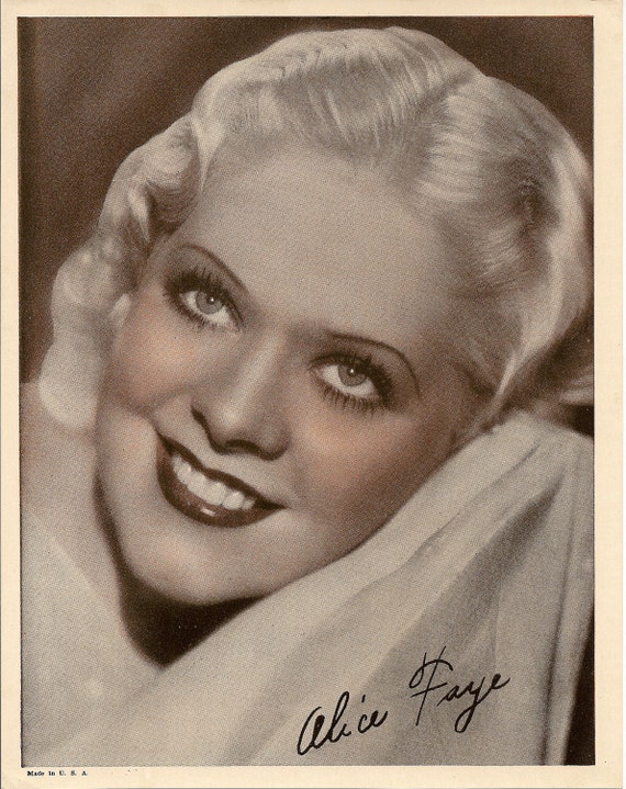 Vintage Alice Faye Studio Photo 1930's