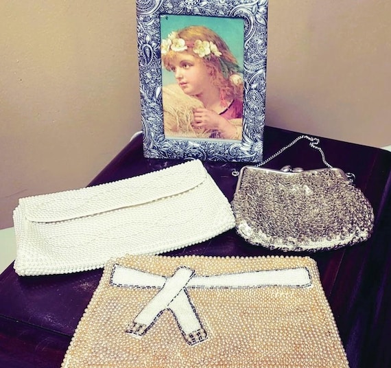Beaded Bags, Sequined in a lot of 3 Vintage 40s-50s Japan