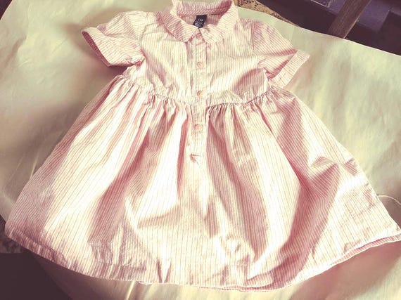 Baby Gap Pink Striped Button Front Dress Size 12-18 month