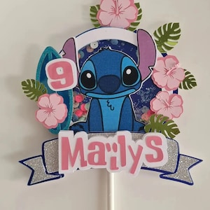 Cake Topper Stitch - Papierdekoration für Geburtstagstorte - Stitch - Charakter - Anpassbar - Stitch Party Dekoration