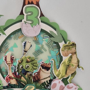 Cake topper shaker - Decorazione di carta per torta di compleanno - Dinosauri