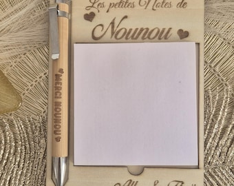 Bloc-notes bois personnalisé gravé au laser - Cadeau noël - Maîtresse - Atsem - Nounou - AESH - fin d'année