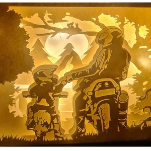 Lightbox - Cadre lumineux - Fichier numérique - SVG - PDF - JPG - Découpe - Papier - Cricut - Silhouette - Manuel - Moto - Enfant - Père