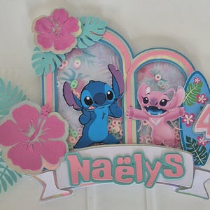 Cake Topper Stitch - Papierdekoration für Geburtstagstorte - Stitch - Charakter - Anpassbar - Stitch Party Dekoration