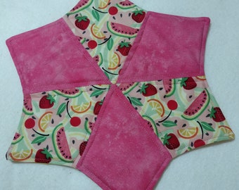 Watermelon strawberry cherry pink fabric candle mat mug rug FREE SHIPPING