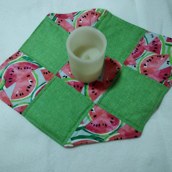 Watermelon and green fabric placemat table topper FREE SHIPPING