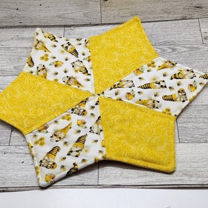 Gnome honey bee yellow Star  candle mat mug rug FREE SHIPPING