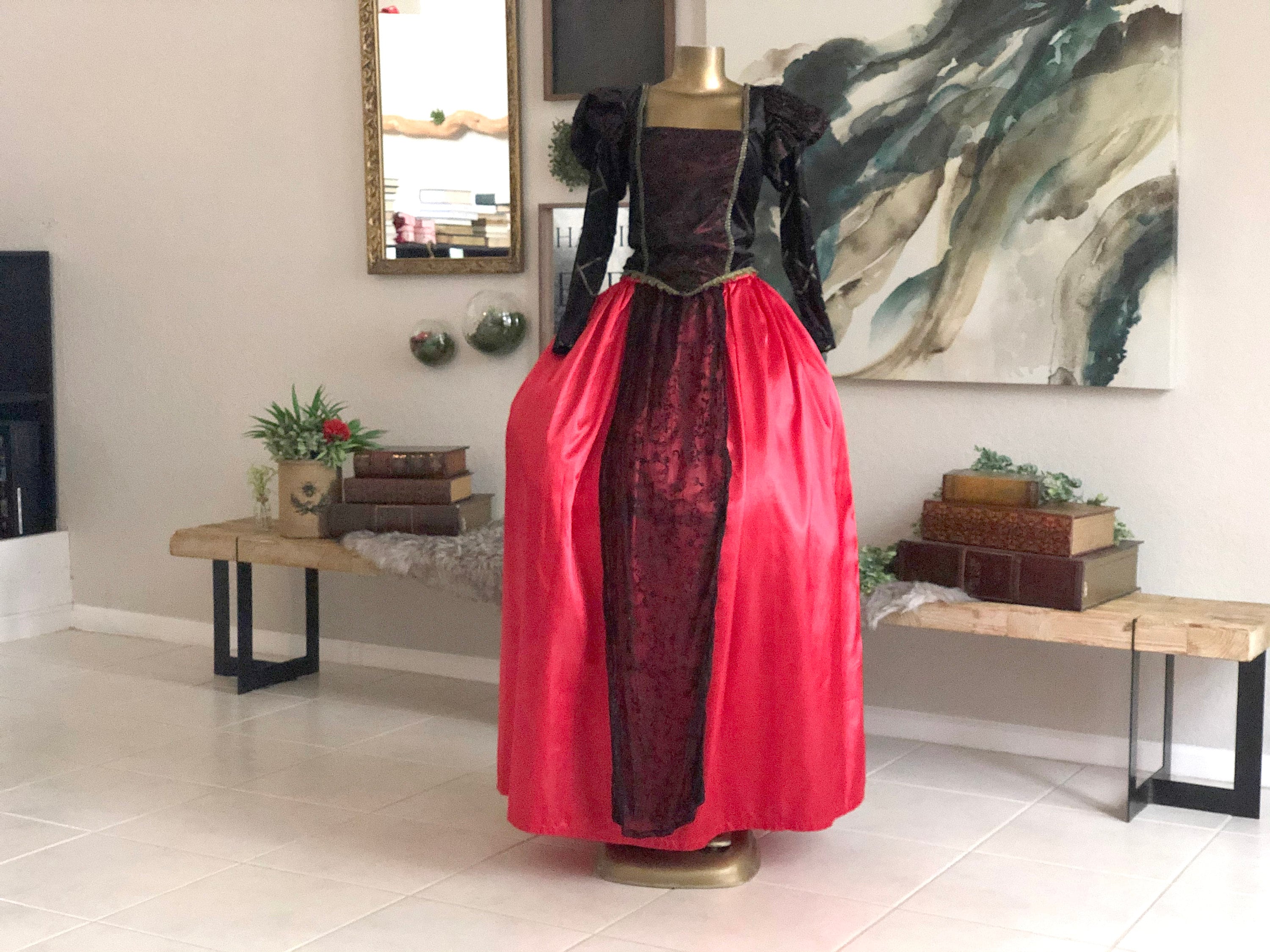 bridgerton red dress Bridgerton Style Regency Gown: Red Burgundy Velvet Costume (size M)