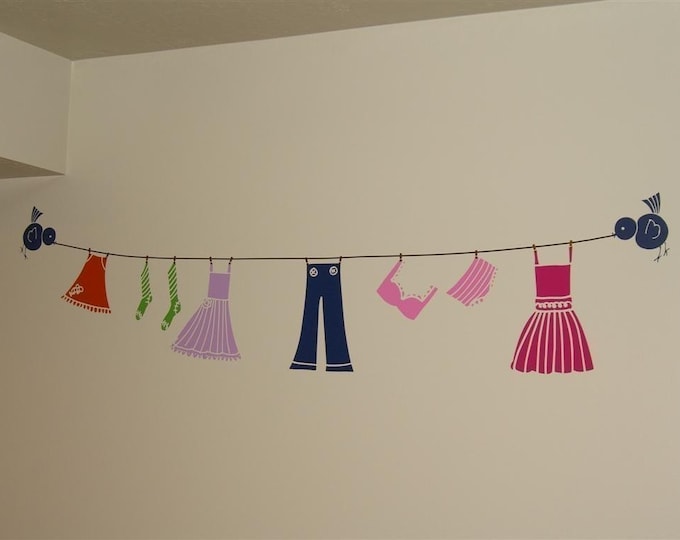 Vintage Clothes Line Vinyl Decal Etsy