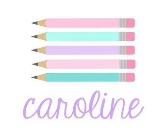 Personalized Pastel Colored Pencil Tee for Girls