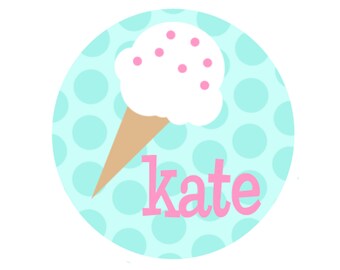 Personalized Polka Dot Ice Cream Tee for Girls