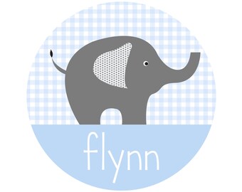 Personalized Gingham Elephant Tee for Boys