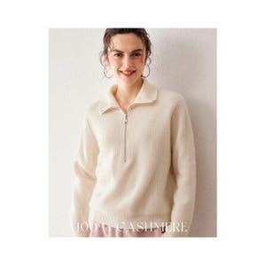 Extra Thickness|100% Cashere|Collared Cashmere Sweater|Cashmere Cardigan|Cashmere for women|Soft and Warm|Collared Zip Cashmere Sweater