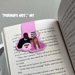 May include: A pink magnetic bookmark with a cartoon illustration of two people. The bookmark features the text "Perhaps Another Chapter?" and "Perhaps Not."