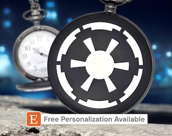 Galactic Empire Pocket Watch - Personalized Sci-Fi Gift for Space Lovers, Black Matte Pocket Watch, Unique Futuristic Collectible