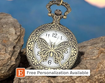 Elegant vlinderzakhorloge – prachtige hanger ketting Cadeau voor vrouwen, op de natuur geïnspireerde sieraden, uniek accessoire voor haar stijl