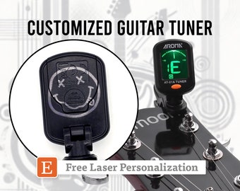 Personalized Clip-On Guitar Tuner - Custom Laser Engraving, Easy Tuning for Acoustic, Bass & Electric Guitars Violin and Ukulele Player Gift
