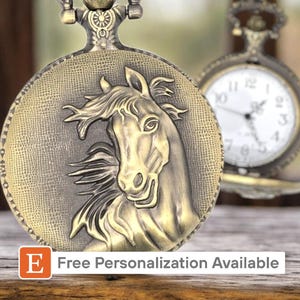 Majestätische Pferdetaschenuhr personalisiertes Geschenk für
