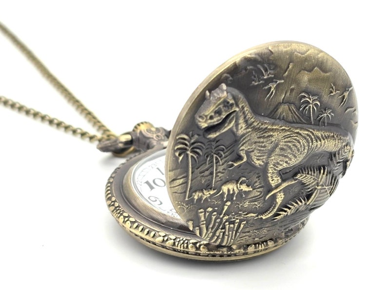 Dinosaur Pocket Watch T-rex Gift Dino Fans Prehistoric Theme NEW ...