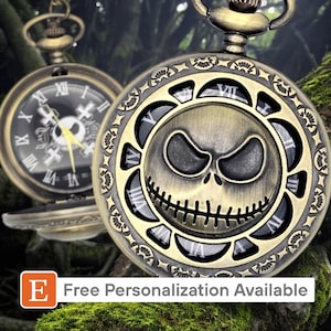 New  Jack skillington nightmare before Christmas skull skeleton pocket watch Pocket Watch Jack Skellington - Etsy main image 3