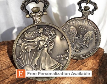 Vintage Colibri Walking Liberty Coin Half Dollar Pocket Watch Working Vintage VTG Colibri Pocket Watch 1945 Walking Liberty Silver Half  main image 4